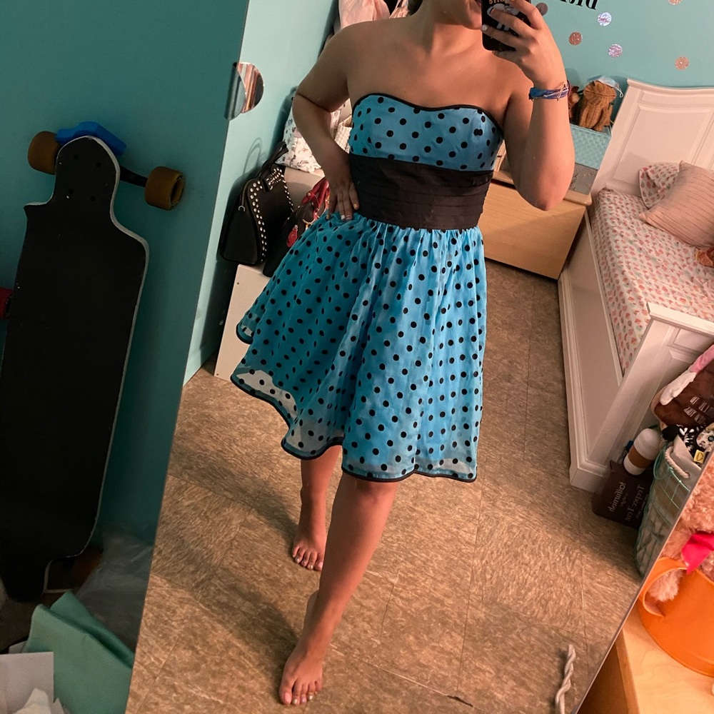 Betsey Johnson Blue Polka Dot dress size 4.
